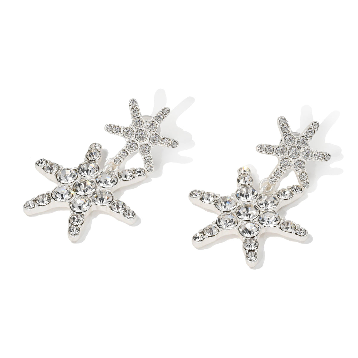 “Stella” - Silver-plated star earrings with sparkling crystals
