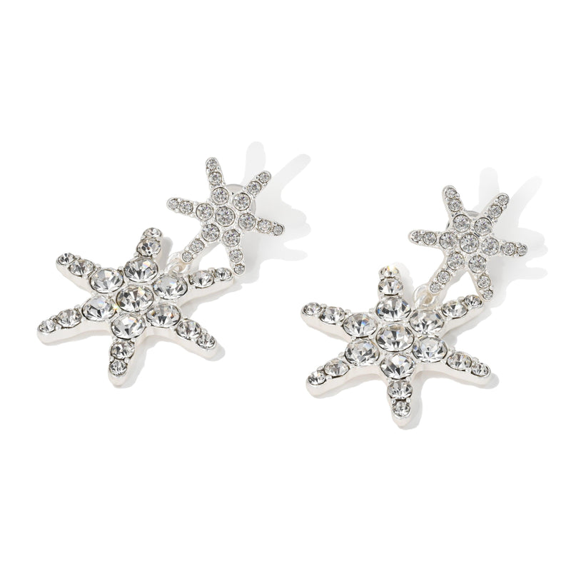 “Stella” - Silver-plated star earrings with sparkling crystals