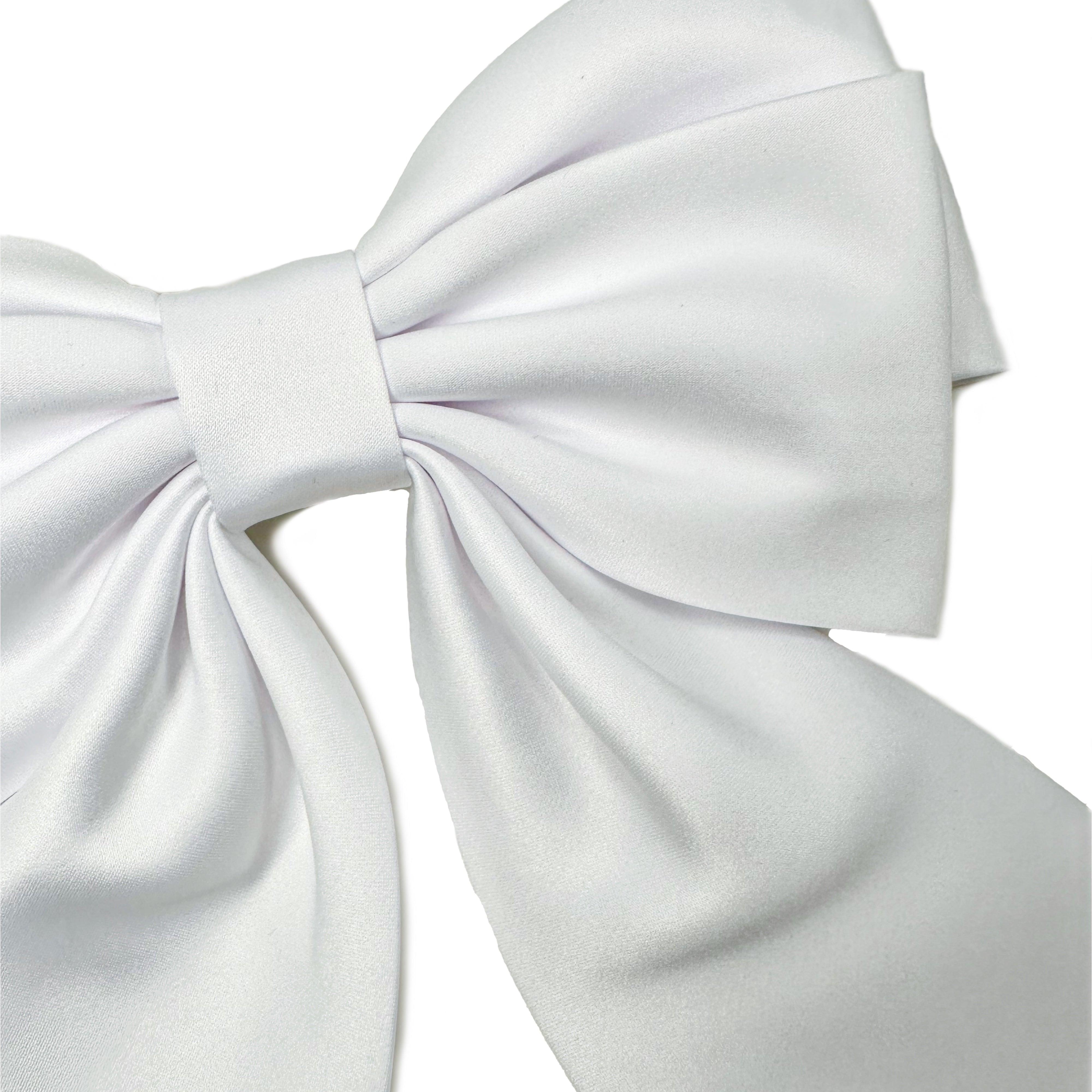 Große Haarschleifen Für Damen, 2 Stück – Seidensatin-Bows Mit Langem Band, Federclip (Blau & Beige)