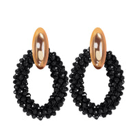 Cocktail @ Ciprian - Vergoldete Creolen aus schwarzen Kristallen - Filippa Firenze