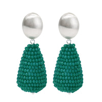 Milanese - Elegant versilberte Ohrclips mit Kristallen in Smaragd-Grün - Filippa Firenze