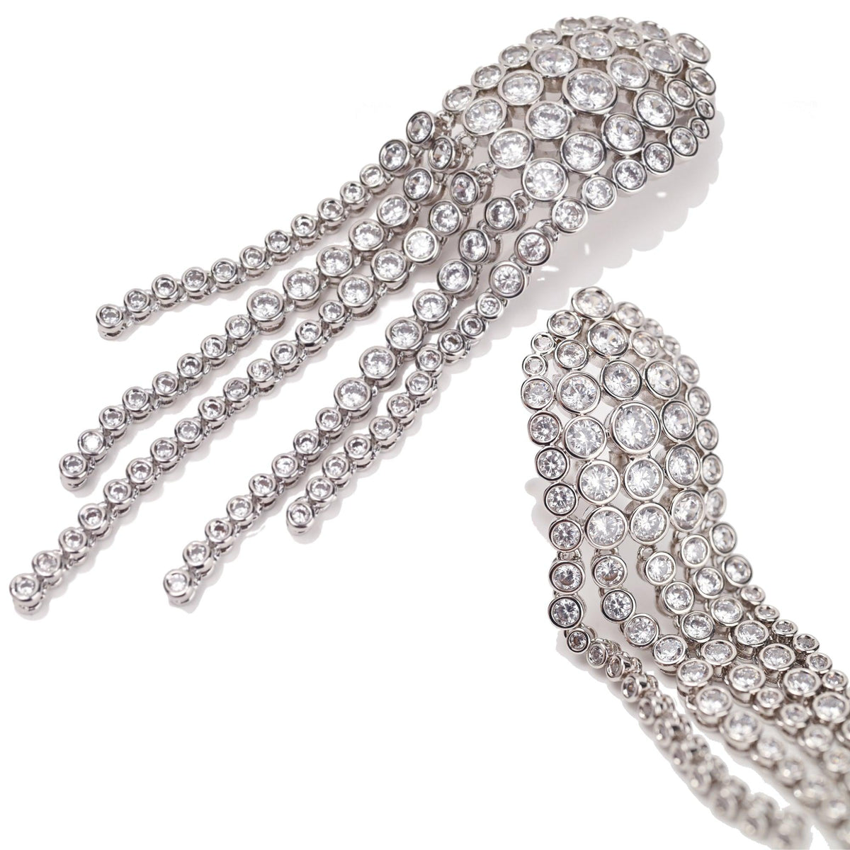 Nightout in Rome - Glamouröse Kristall Tassel Ohrclips - Filippa Firenze