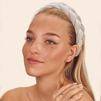 Scarcela - Geflochtener Samt Haarreif in Creme - Filippa Firenze