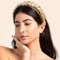 Scarcela - Geflochtener Samt Haarreif in Olive - Filippa Firenze