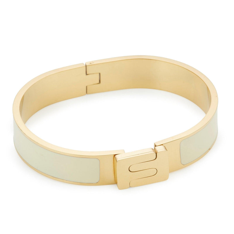 Filippa - Gold und Emaille Statement Armreif in Creme - Filippa Firenze