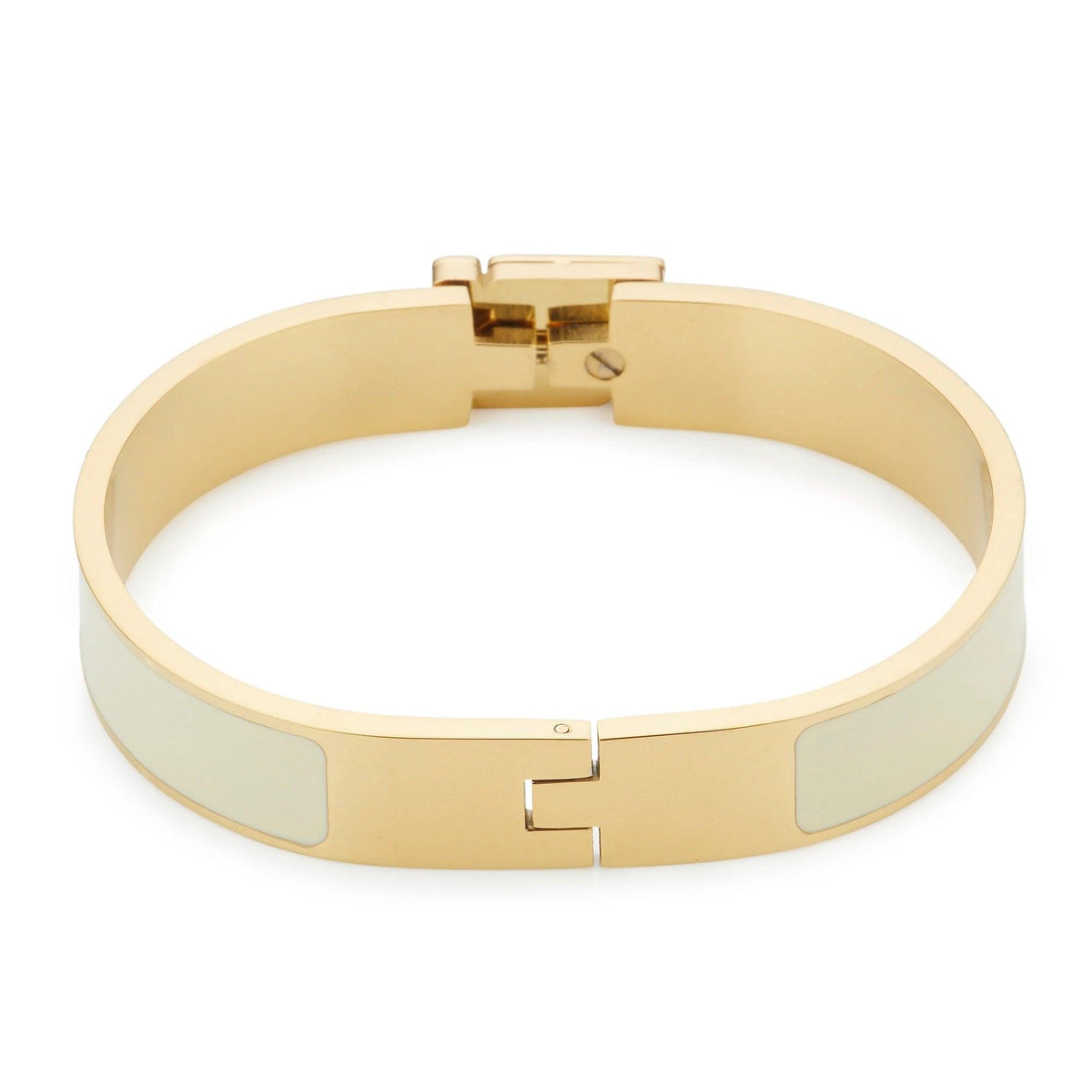 Filippa - Gold und Emaille Statement Armreif in Creme - Filippa Firenze