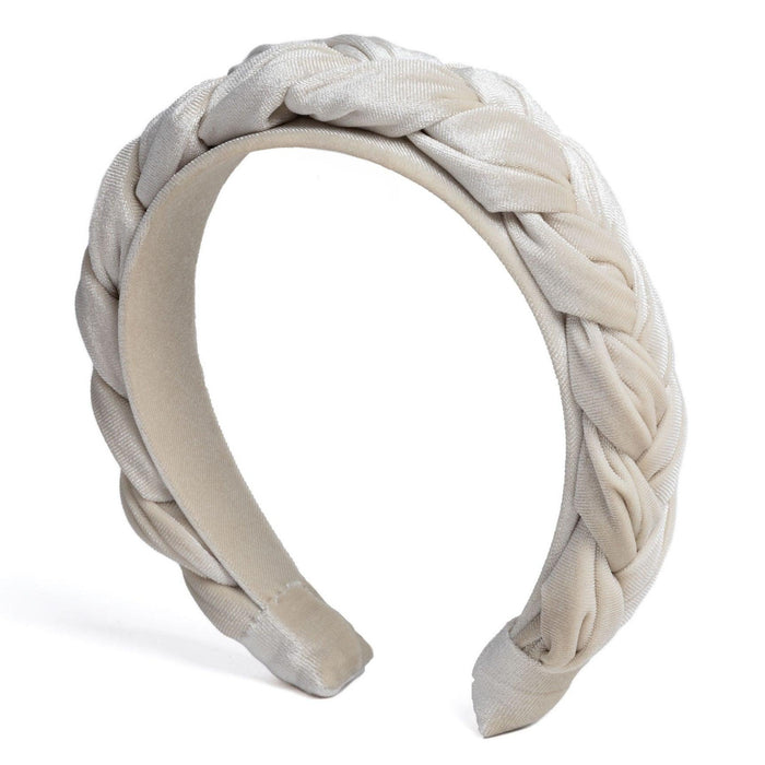 Scarcela - Geflochtener Samt Haarreif in Creme - Filippa Firenze