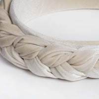 Scarcela - Geflochtener Samt Haarreif in Creme - Filippa Firenze