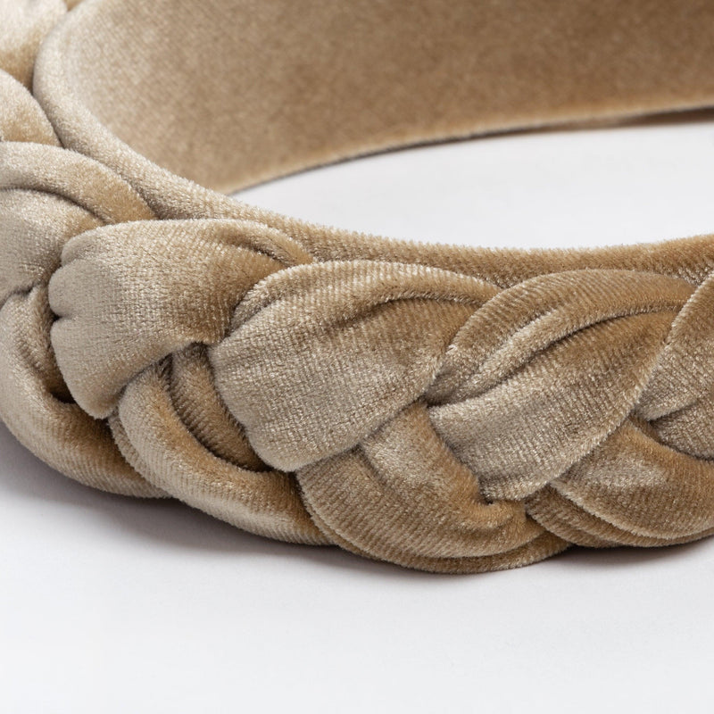 Scarcela - Geflochtener Samt Haarreif in Olive - Filippa Firenze